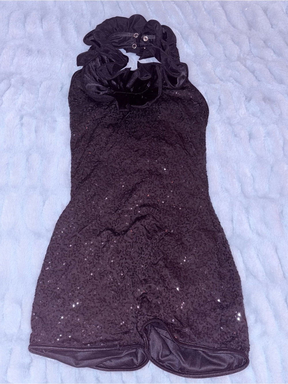 Weissman Black Sequin Halter Performance Dance Costume Dress Small Adult SA